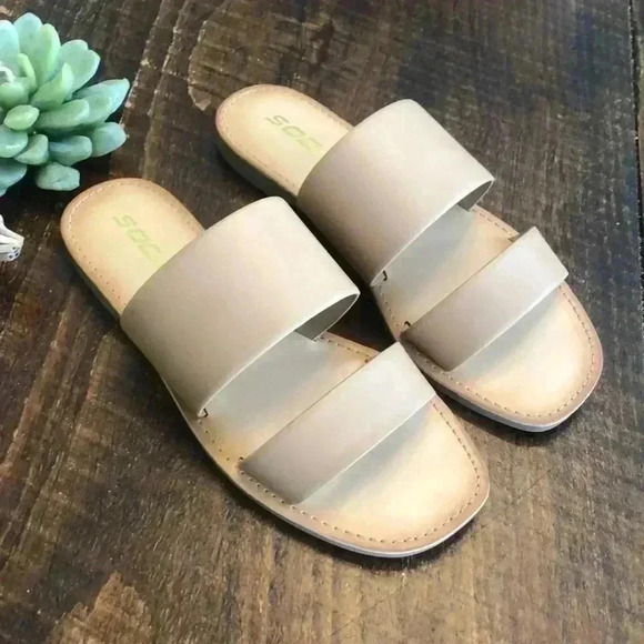 SODA | Tan Slide Sandals - New! - Picture 1 of 3